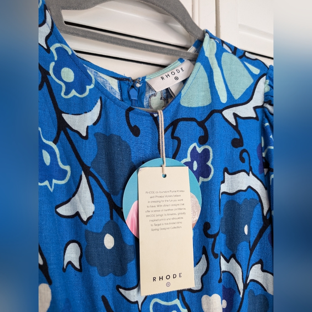RHODE Blue & Aqua Floral Wide-Leg Jumpsuit - Picture 6 of 15